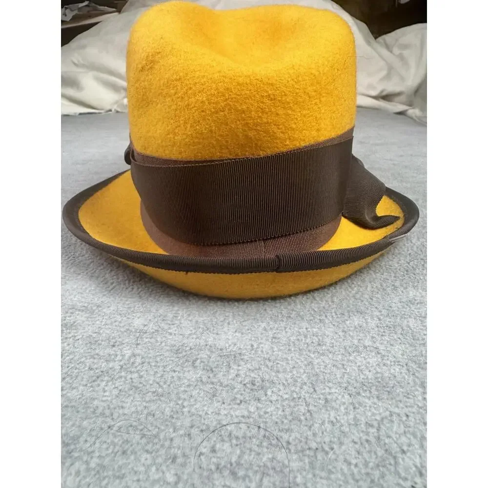 vintage grace hats mustard wool fedora wide brim‎ boho retro statement hat